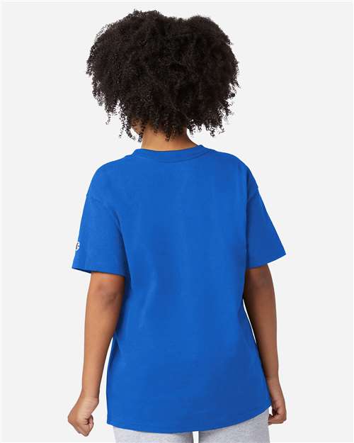 Champion CH1081 Youth Jersey T-Shirt - Royal Blue - model back