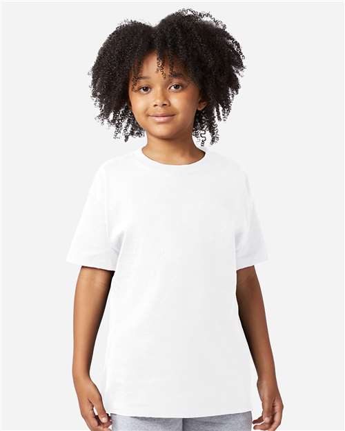 Champion CH1081 Youth Jersey T-Shirt - White - model front