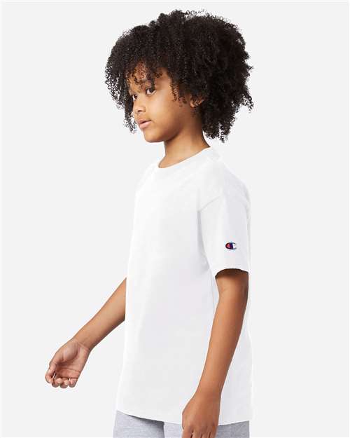 Champion CH1081 Youth Jersey T-Shirt - White - model side
