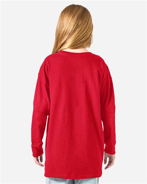 Champion CH1751 Youth Long Sleeve T-Shirt - Red - model back