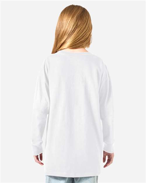 Champion CH1751 Youth Long Sleeve T-Shirt - White - model back