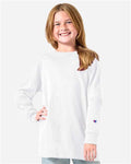 Champion CH1751 Youth Long Sleeve T-Shirt - White - model front