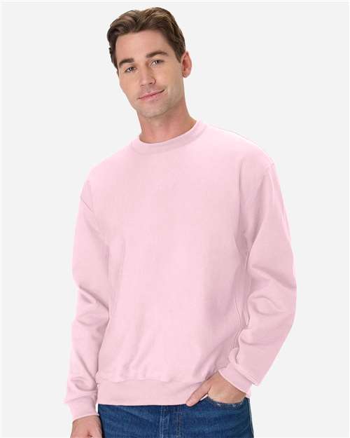 Hanes OG600 Unisex Beefy Sweats Premium Heavyweight Crewneck Sweatshirt - Pale Pink - model front