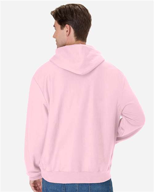 Hanes OG700 Unisex Beefy Sweats Premium Heavyweight Hooded Sweatshirt - Pale Pink - model back