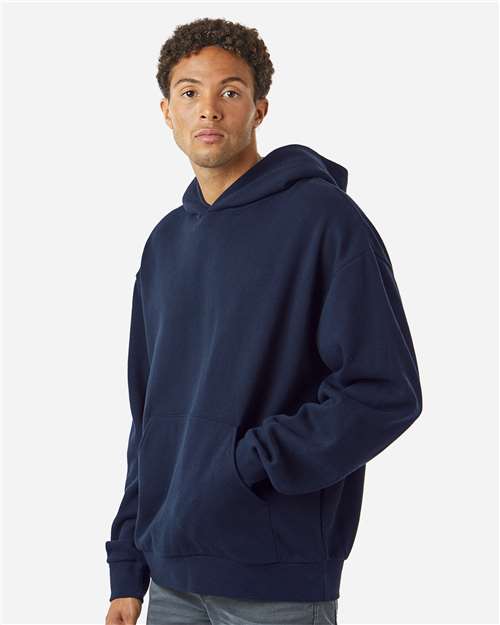 Independent Trading Co. IND280SL Unisex Avenue Midweight Hooded Sweatshirt - Classic Navy - model side