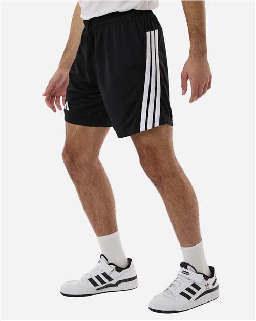Adidas AT300 Men's 3-Stripes 7" Shorts - Black/ White - model side