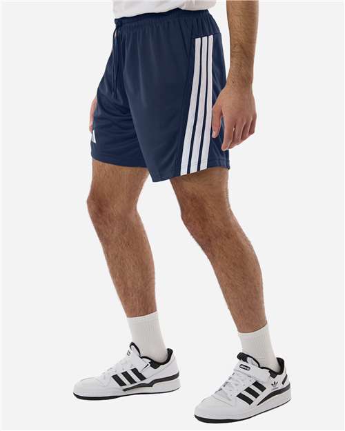 Adidas AT300 Men's 3-Stripes 7" Shorts - Team Navy Blue/ White - model side