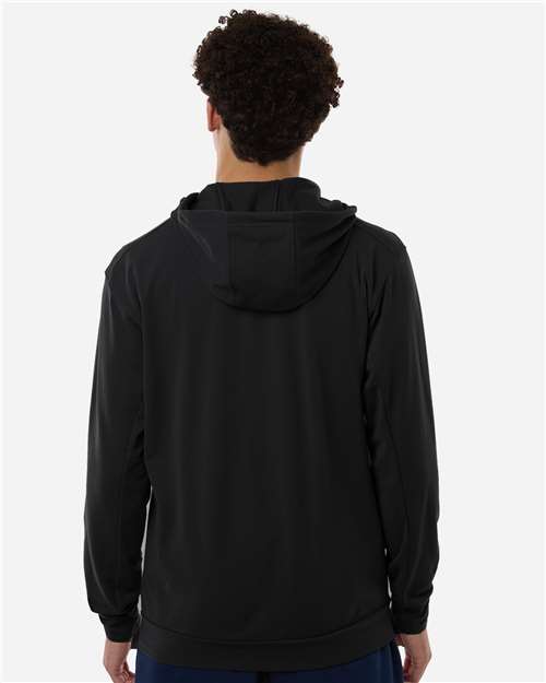 Adidas AT208 Men's Game & Go Fleece Full-Zip Hooded Sweatshirt - Black - model back