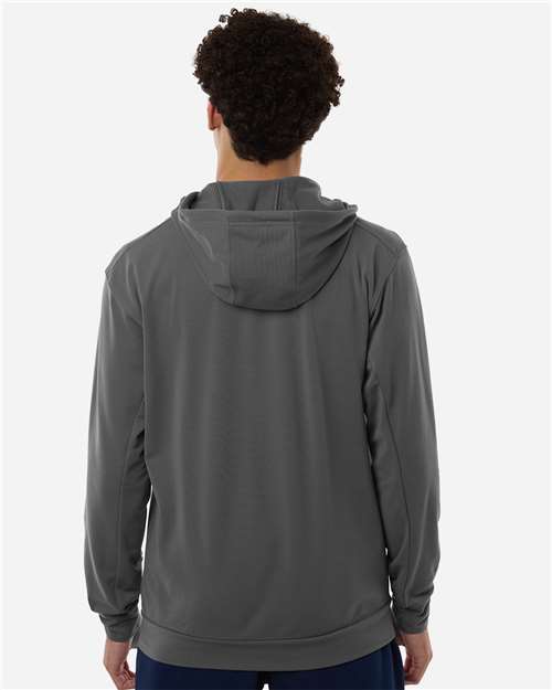 Adidas AT208 Men's Game & Go Fleece Full-Zip Hooded Sweatshirt - Team Grey Four - model back