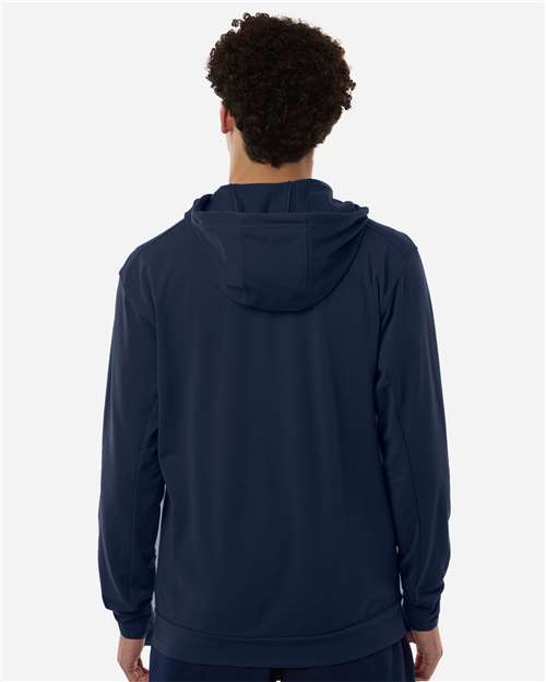 Adidas AT208 Men's Game & Go Fleece Full-Zip Hooded Sweatshirt - Team Navy Blue - model back