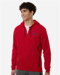 Adidas AT208 Men's Game & Go Fleece Full-Zip Hooded Sweatshirt - Team Power Red - model front