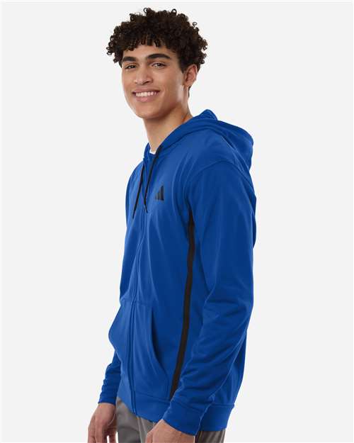 Adidas AT208 Men's Game & Go Fleece Full-Zip Hooded Sweatshirt - Team Royal Blue - model side