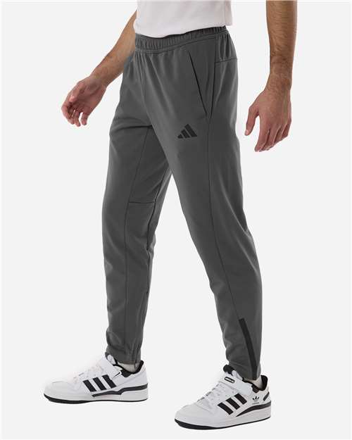 Adidas AT218 Men's Game & Go Fleece 3-Bar Sweatpants - Team Grey Four - model side