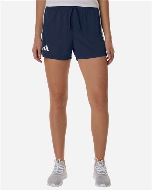 Adidas AT301 Women's 3-Stripes 3" Shorts - Team Navy Blue/ White - model front