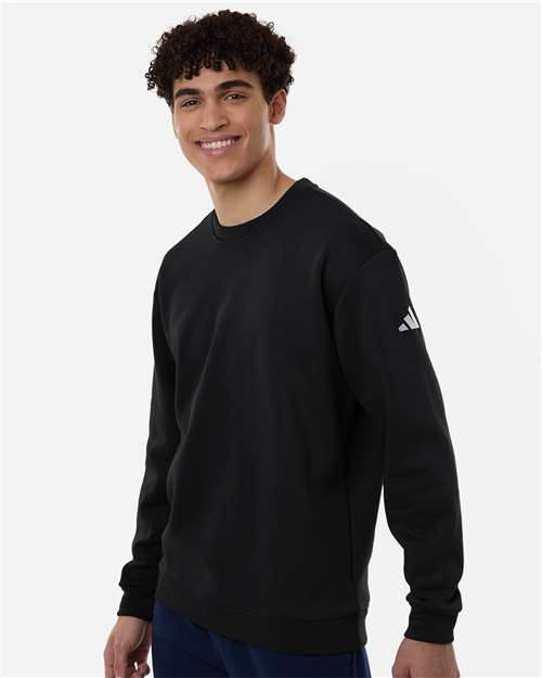 Adidas AT200 Men's Fleece Crewneck Sweatshirt - Black/ White - model side