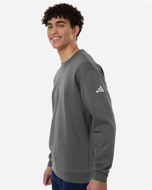 Adidas AT200 Men's Fleece Crewneck Sweatshirt - Team Grey Four/ White - model side