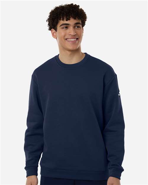Adidas AT200 Men's Fleece Crewneck Sweatshirt - Team Navy Blue/ White - model front