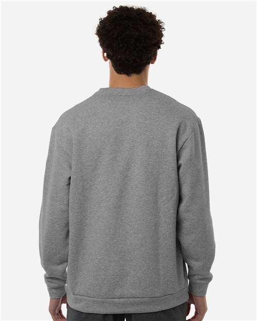 Adidas AT200 Men's Fleece Crewneck Sweatshirt - Medium Grey Heather/ White - model back