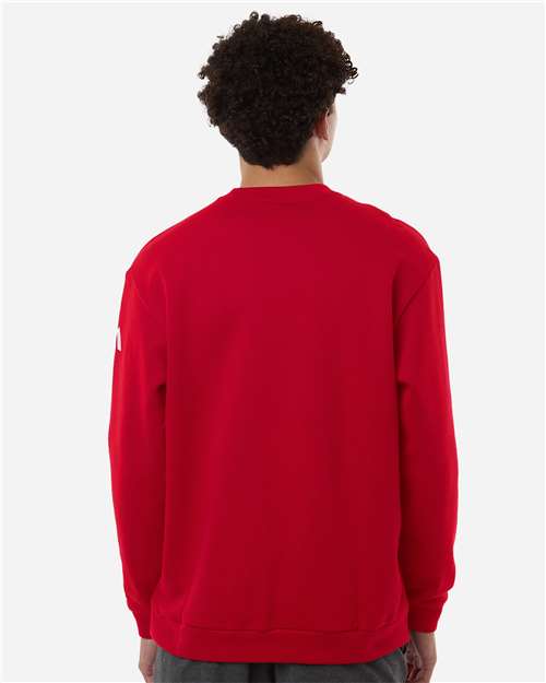 Adidas AT200 Men's Fleece Crewneck Sweatshirt - Team Power Red/ White - model back