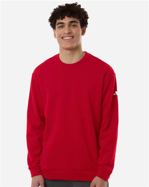 Adidas AT200 Men's Fleece Crewneck Sweatshirt - Team Power Red/ White - model front