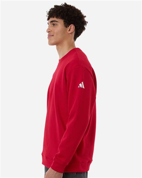 Adidas AT200 Men's Fleece Crewneck Sweatshirt - Team Power Red/ White - model side