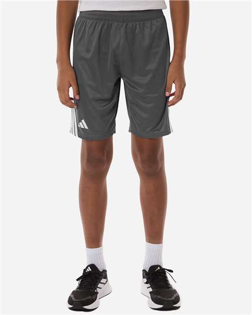 Adidas AT302 Youth 3-Stripes 7" Shorts - Team Grey Four/ White - model front