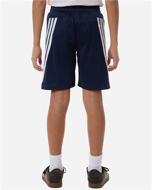 Adidas AT302 Youth 3-Stripes 7" Shorts - Collegiate Navy/ White - model back