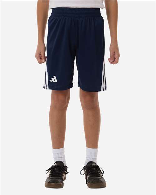Adidas AT302 Youth 3-Stripes 7" Shorts - Collegiate Navy/ White - model front