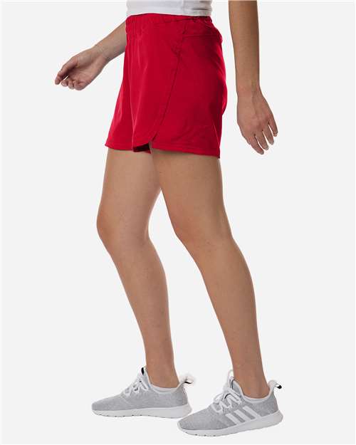 Adidas AT306 Women's D4T Woven 3" Shorts - Team Power Red/ White - model side