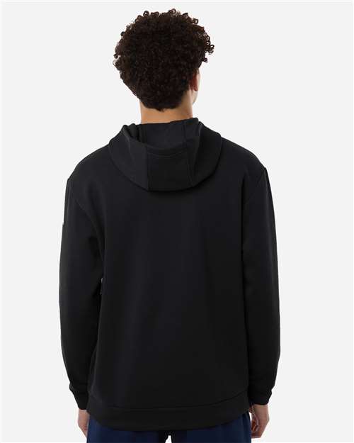 Adidas AT203 Men's Fleece Hooded Sweatshirt - Black/ White - model back