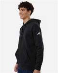 Adidas AT203 Men's Fleece Hooded Sweatshirt - Black/ White - model side
