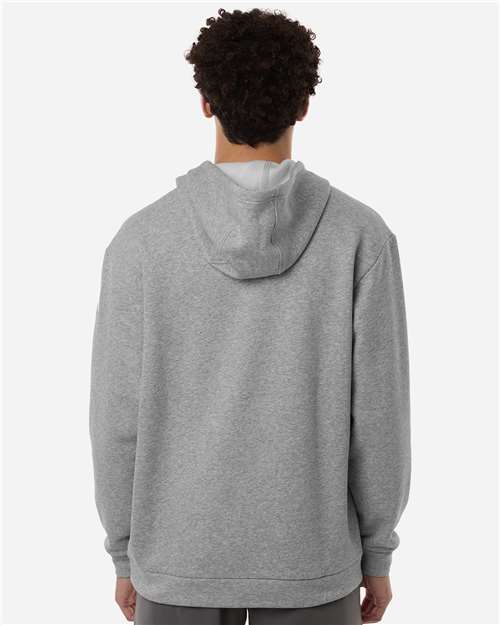 Adidas AT203 Men's Fleece Hooded Sweatshirt - Medium Grey Heather/ White - model back