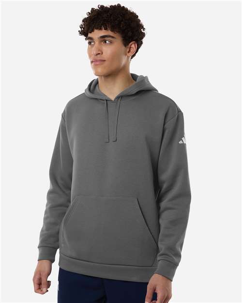 Adidas AT203 Men's Fleece Hooded Sweatshirt - Team Grey Four/ White - model front