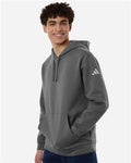 Adidas AT203 Men's Fleece Hooded Sweatshirt - Team Grey Four/ White - model side