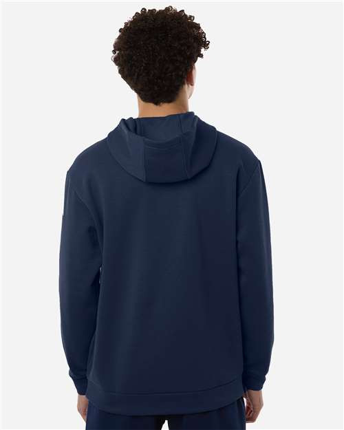 Adidas AT203 Men's Fleece Hooded Sweatshirt - Team Navy Blue/ White - model back