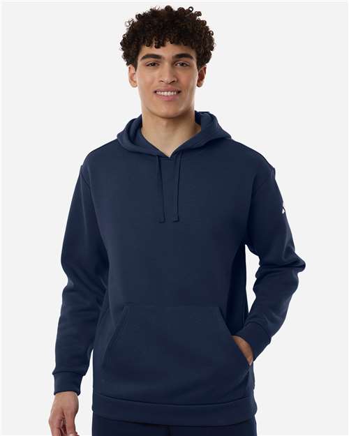 Adidas AT203 Men's Fleece Hooded Sweatshirt - Team Navy Blue/ White - model front