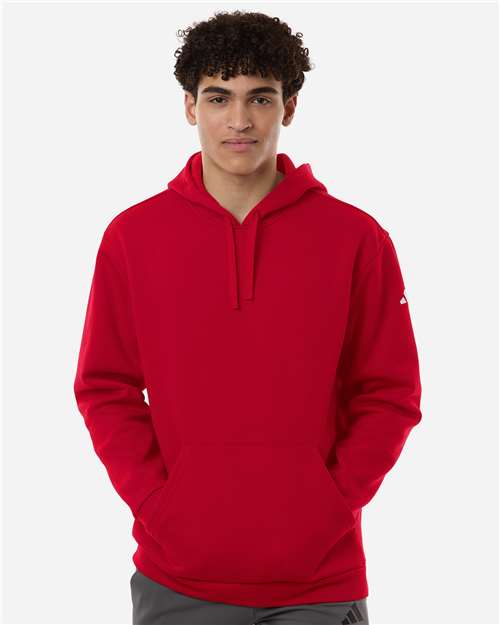 Adidas AT203 Men's Fleece Hooded Sweatshirt - Team Power Red/ White - model front