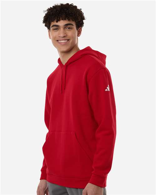 Adidas AT203 Men's Fleece Hooded Sweatshirt - Team Power Red/ White - model side