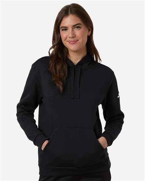 Adidas AT204 Women's Fleece Hooded Sweatshirt - Black/ White - model front