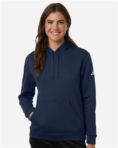 Adidas AT204 Women's Fleece Hooded Sweatshirt - Team Navy Blue/ White - model front