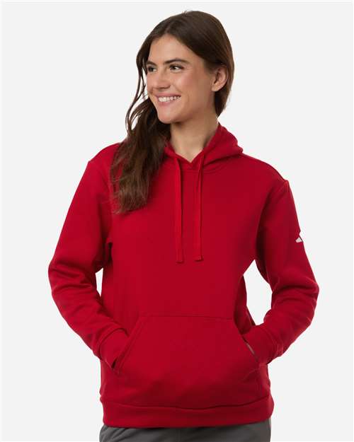 Adidas AT204 Women's Fleece Hooded Sweatshirt - Team Power Red/ White - model front