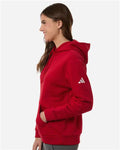 Adidas AT204 Women's Fleece Hooded Sweatshirt - Team Power Red/ White - model side