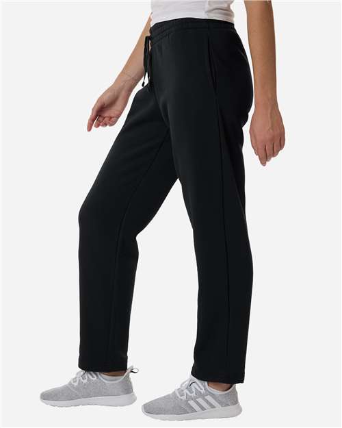 Adidas AT216 Women's Fleece Sweatpants - Black/ White - model side