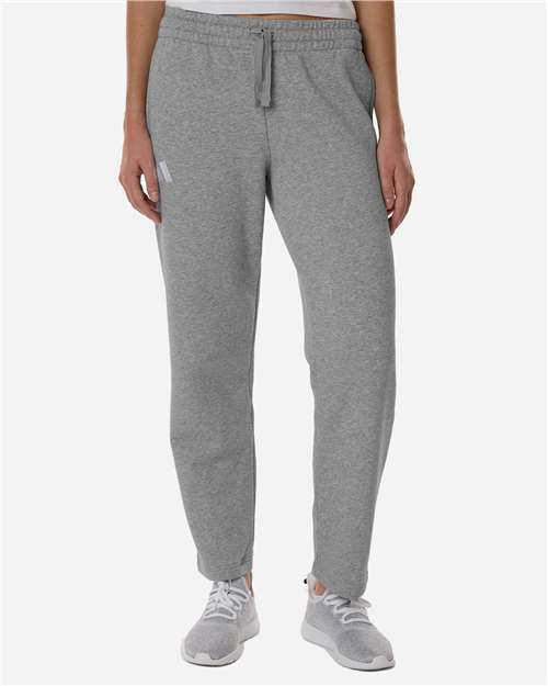 Adidas AT216 Women's Fleece Sweatpants - Medium Grey Heather/ White - model front