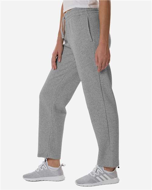 Adidas AT216 Women's Fleece Sweatpants - Medium Grey Heather/ White - model side