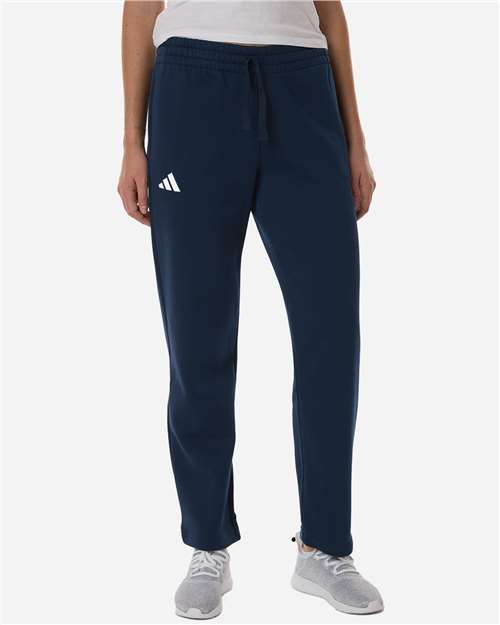 Adidas AT216 Women's Fleece Sweatpants - Team Navy Blue/ White - model front