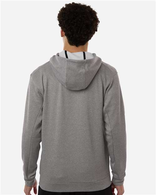 Adidas AT208 Men's Game & Go Fleece Full-Zip Hooded Sweatshirt - Medium Grey Heather - model back