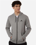 Adidas AT208 Men's Game & Go Fleece Full-Zip Hooded Sweatshirt - Medium Grey Heather - model front