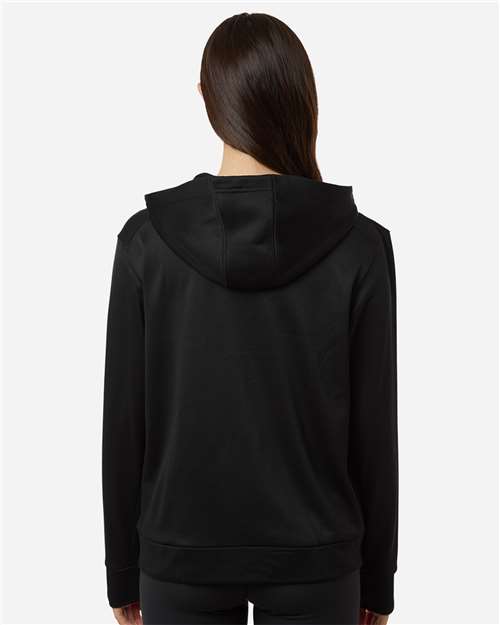 Adidas AT209 Women's Game & Go Fleece Full-Zip Hooded Sweatshirt - Black/ White - model back