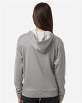 Adidas AT209 Women's Game & Go Fleece Full-Zip Hooded Sweatshirt - Medium Grey Heather/ Black - model back